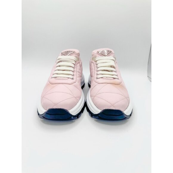 Prada Re-Nylon Piuma Metal Triangle Logo Quilted 45mm Sneakers 40 Alabastro - Picture 3 of 11